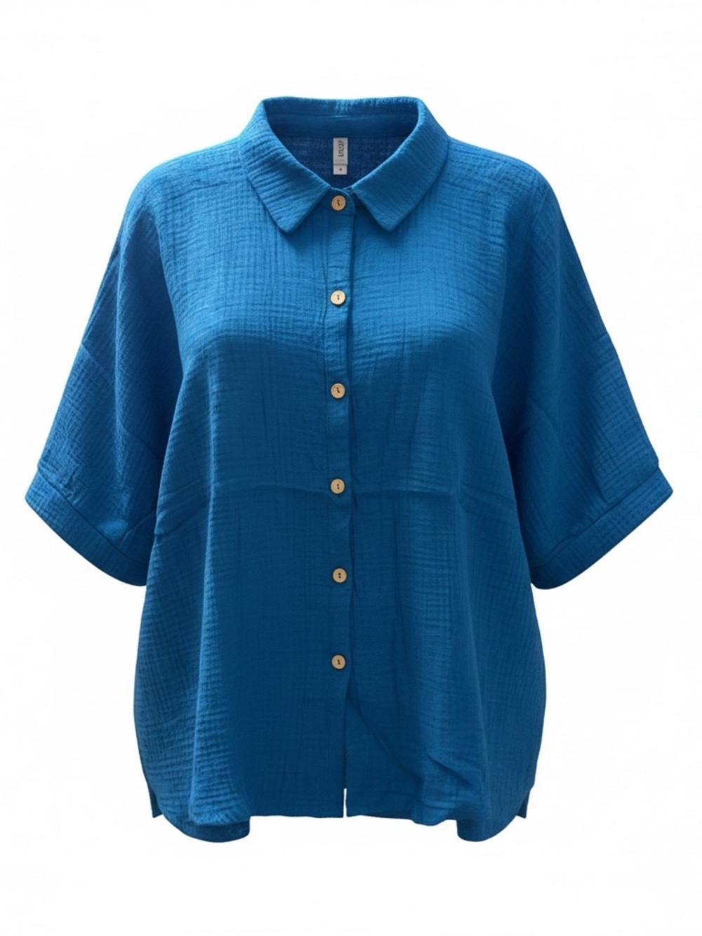 ZENANA Textured Gauze Button Front Oversized Top Size S/M NEW WITHOUT TAGS